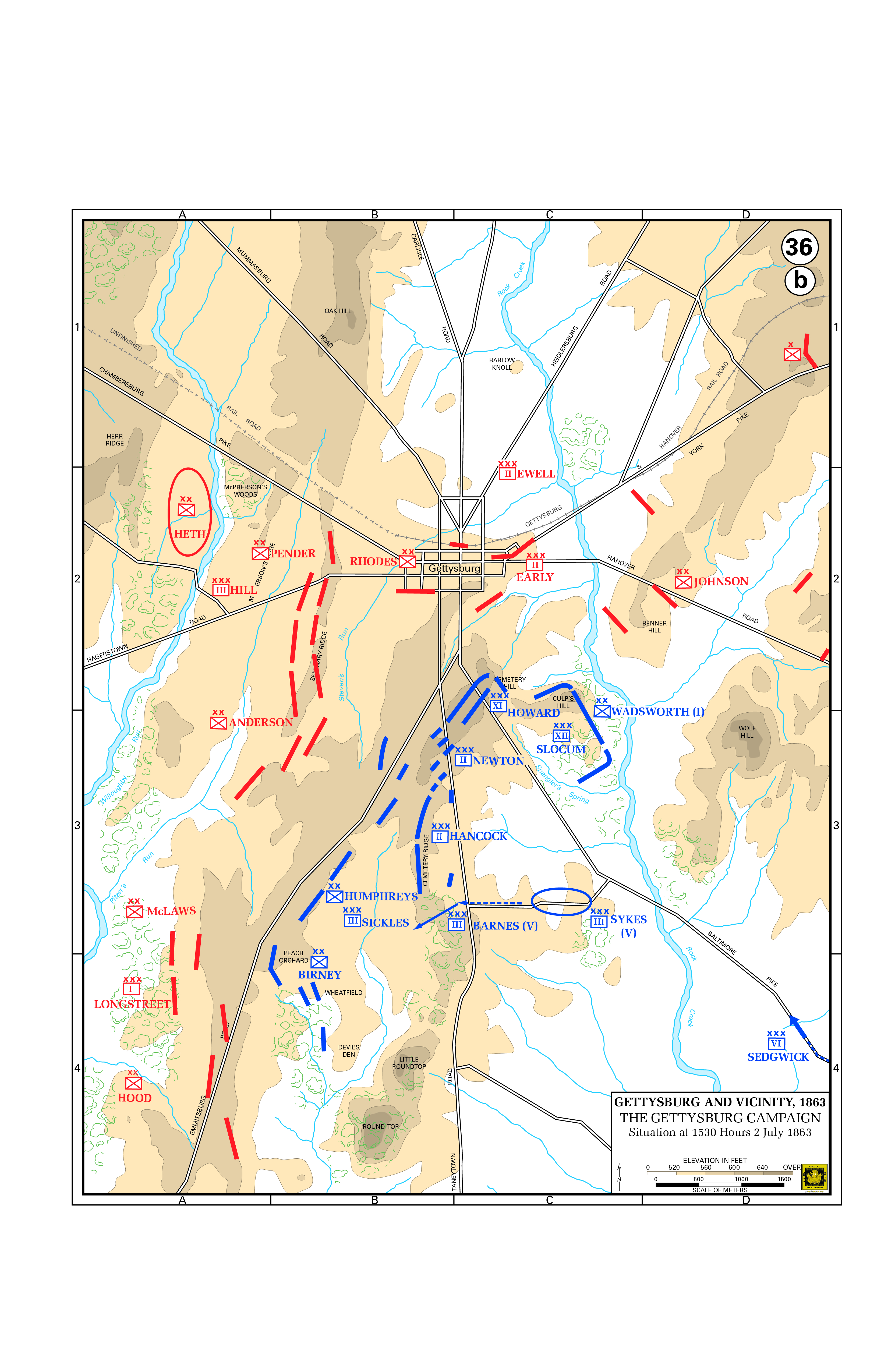 Map of the Battle of Gettysburg