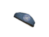 Image of blue hat with white logo