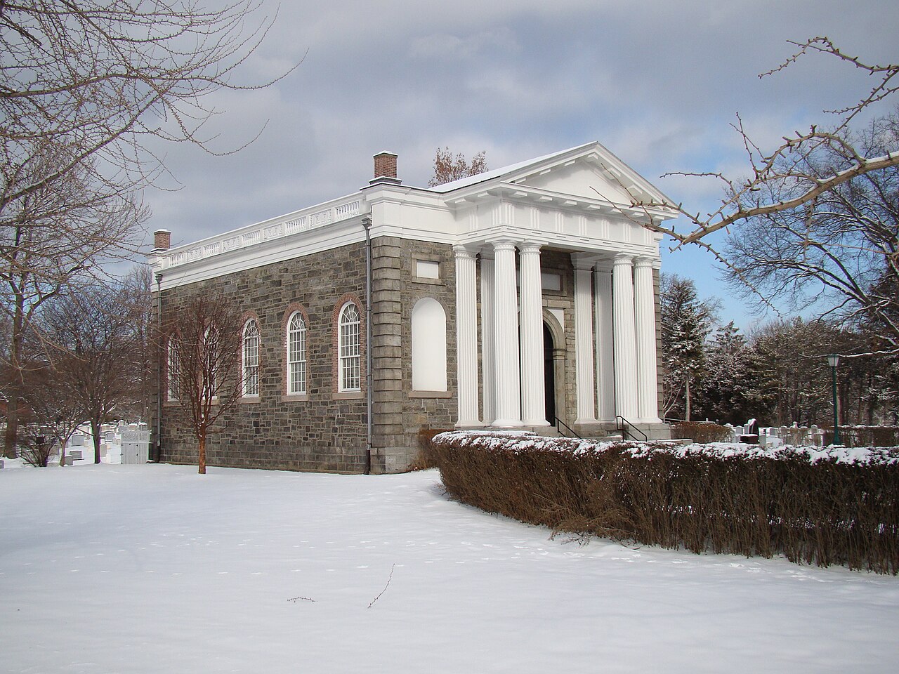 Old church in snow